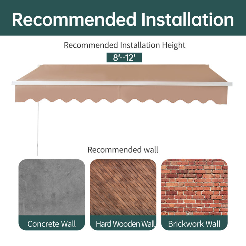 FDW Manual Retraction Slope Patio Awning in Tan Wayfair